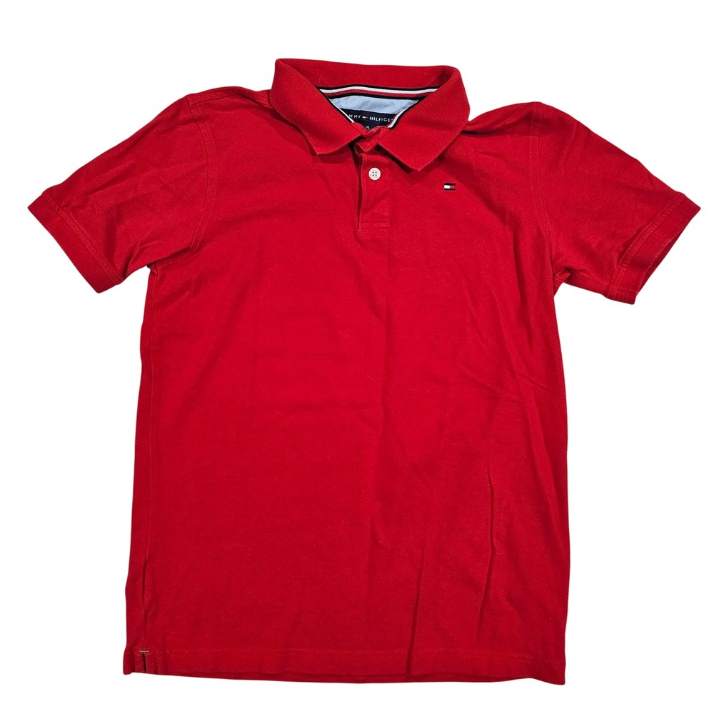 Tommy Hilfiger Boys XL Red Polo Shirt Short Sleeve Classic Logo